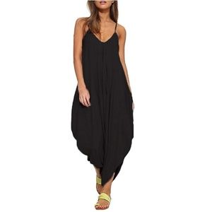Womens Harem Jumpsuit V Neck Romper